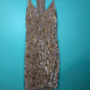 Gold and beige velvet dress
